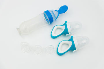 Set de hranire pentru bebelusi 6 in 1, 6 luni+, diverse culori, silicon, 21x5cm